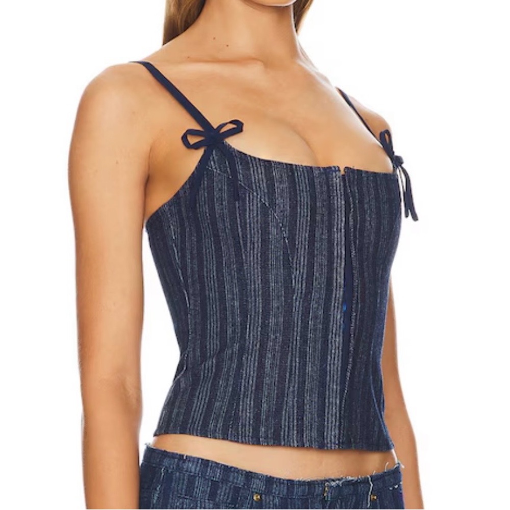 CHARISMATIC DENIM CORSET IN DADK PINSTRIPE - Lioness - Picture 6 of 7